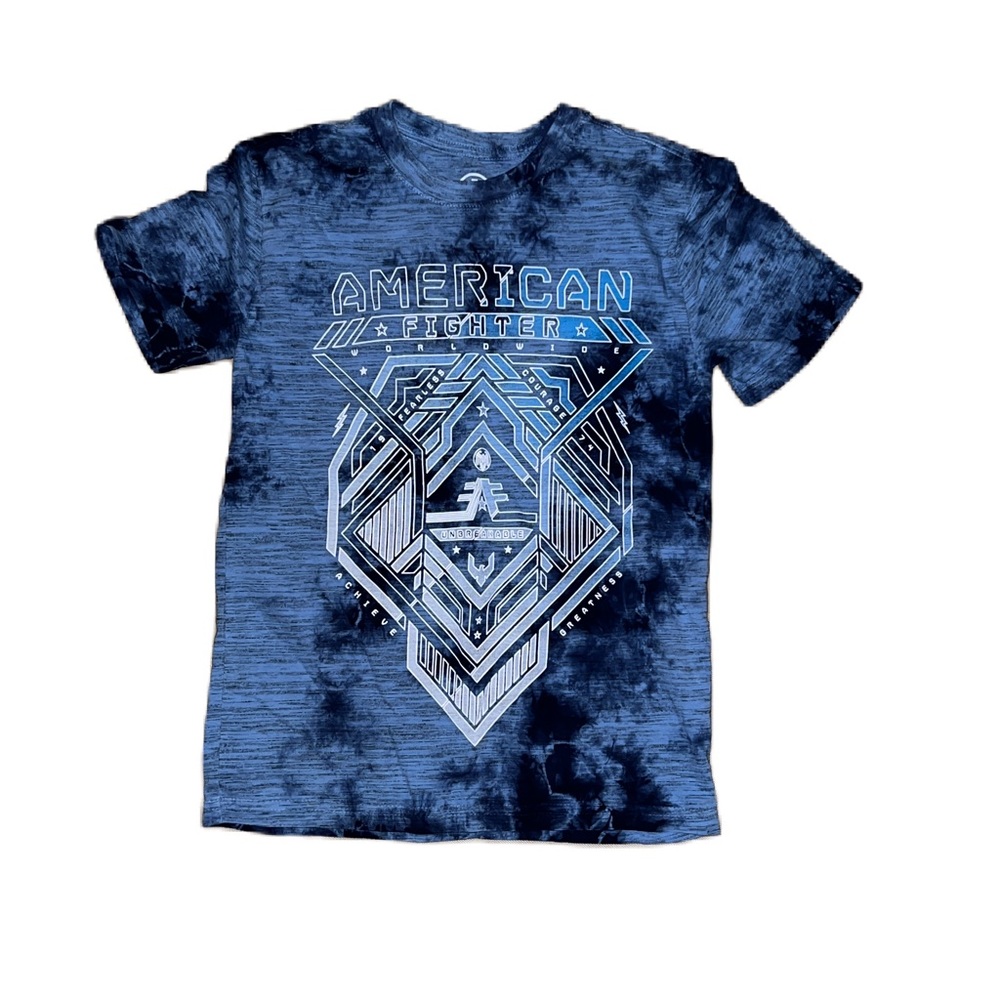 Boys Size Small 6/7 American fighter Blue Tshirt